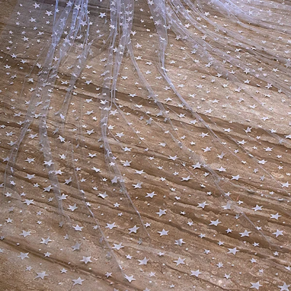 Chic / Beautiful White Royal Train Wedding 2018 Tulle Appliques Star Starry Sky Wedding Veils