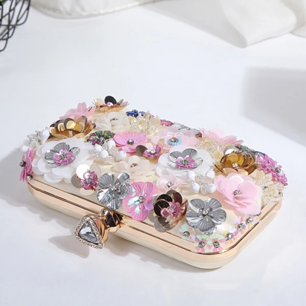 Fée Des Fleurs Multi-Couleurs Perlage Cristal Fleur Cocktail Soirée Pochette 2018