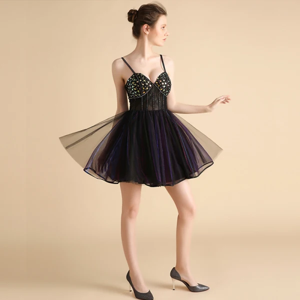 white christmas dresses Black Rhinestone Cocktail Dress Large