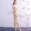 Sparkly Bling Bling Gold Tea-length Evening Dresses  2018 Trumpet / Mermaid U-Neck Tulle Beading Sequins Formal Dresses