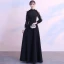 Modern / Fashion Black Floor-Length / Long Evening Dresses  2018 A-Line / Princess High Neck Lace-up Long Sleeve Strappy Charmeuse Formal Dresses