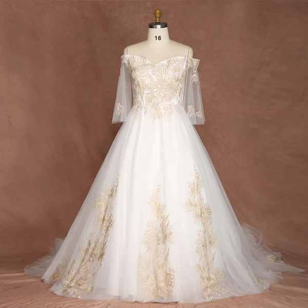gold and white lace wedding dress Strapless sweetheart neckline corset lace underlayer trumpet wedding dress  with bolero jacket GLGL3826 main image 0
