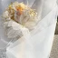 Modern / Fashion Champagne Wedding Flowers 2020 Handmade  Beading Crystal Flower Pearl Lace Tulle Metal Bridal Wedding Prom Accessories