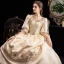 Vintage / Retro Medieval Champagne Prom Dresses 2021 Tulle Satin 3D Lace Beading Sequins Handmade  Cosplay Prom Formal Dresses