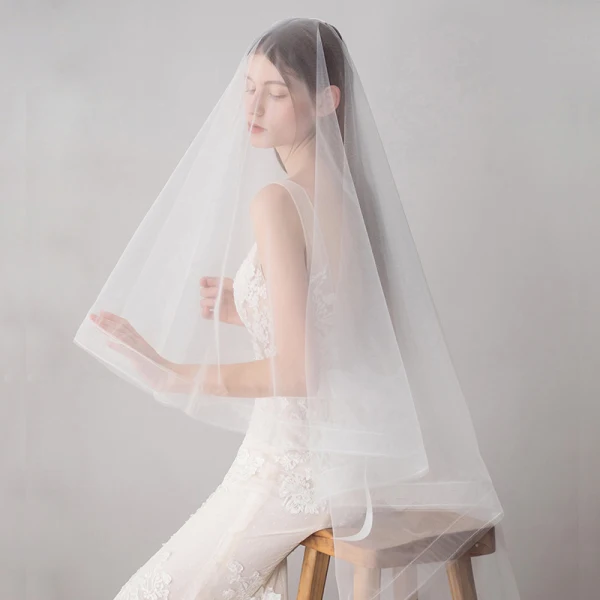 Classic Elegant White Wedding Short Tulle Wedding Veils 2019