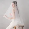 Klassisch Elegante Weiß Hochzeit Kurze Tülle Brautschleier 2019