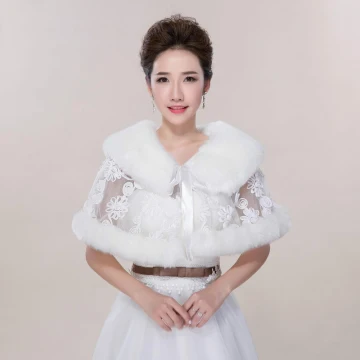 Hiver Blanche En Dentelle Fausse Fourrure Mariage Promo Châles 2017