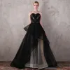 Luksusowe Czarne Sukienki Wieczorowe 2017 Koronkowe Frezowanie Aplikacje Bez Pleców Wieczorowe Sukienki Na Bal