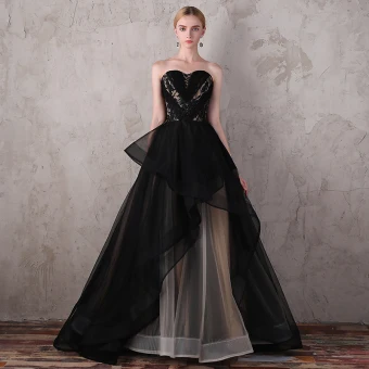 Magnífico Negro Vestidos De Noche 2017 De Encaje Rebordear Apliques Sin Espalda Noche Vestidos De Gala