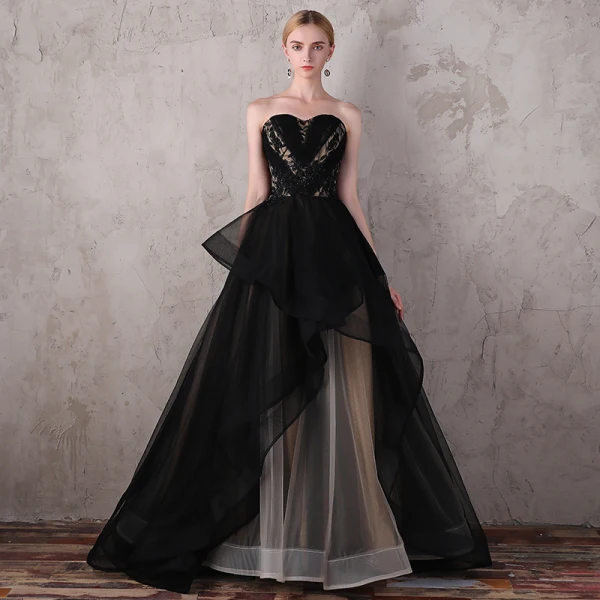 Luxury Gorgeous Black Evening Dresses 2017 Lace Beading Appliques Backless  Evening Party Prom Dresses
