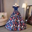 Fine Rød Ballkjoler 2017 Prinsesse Strapless Appliques Ryggløse Printing Aften Formelle Kjoler