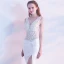 Chic / Beautiful White Evening Dresses  2017 Trumpet / Mermaid V-Neck Charmeuse Backless Pearl Pierced Rhinestone Party Dresses