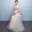 Chic / Beautiful Champagne Evening Dresses  A-Line / Princess Tulle Strapless Appliques Backless Beading Crystal Evening Party Formal Dresses