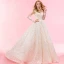 Luxe Champagne Chapel Train Huwelijk 2018 Lange Mouwen A lijn Tule U-hals Lace-up Appliques Ruglooze Geborduurde Trouwjurken