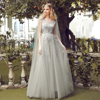 Chic Belle Gris Robe De Soirée 2017 Bretelles Croisées Appliques Dos Nu Brodé Perle Percé Lanières Chiffon Dentelle U Cou Cocktail Sans Manches Soirée