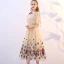 Lovely Champagne Tea-length Graduation Dresses 2018 A-Line / Princess U-Neck Tulle With Shawl Butterfly Beading Appliques Formal Dresses