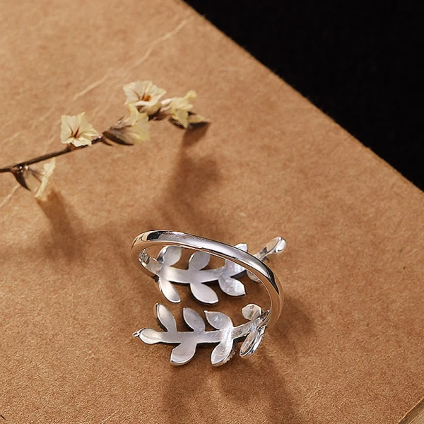 Chic / Belle Argenté Feuille Faux Diamant Fait main Bague Argent sterling Club de carnaval Anneaux 2019 Accessorize