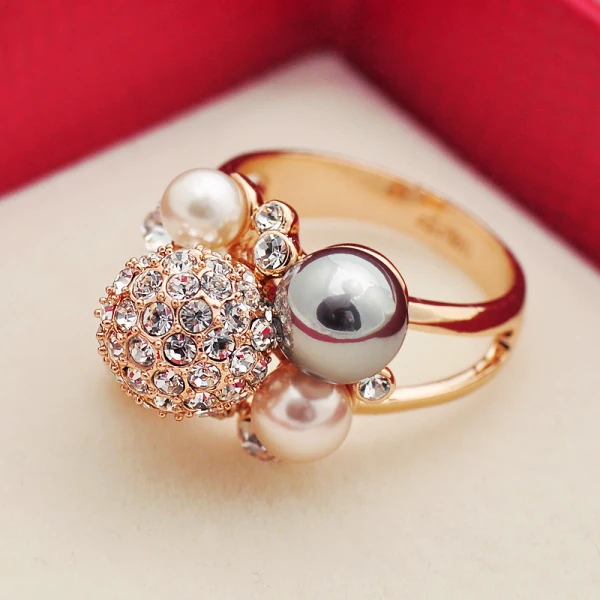 Snygga / Fina Guld Pärla Rhinestone Lucky Tro Ringa Legering Röda mattan Ringar 2019 Tillbehör