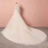 Luxury / Gorgeous Champagne Plus Size Wedding Dresses 2020 A-Line / Princess V-Neck Beading Sequins Handmade  Tulle Long Sleeve Cathedral Train Wedding