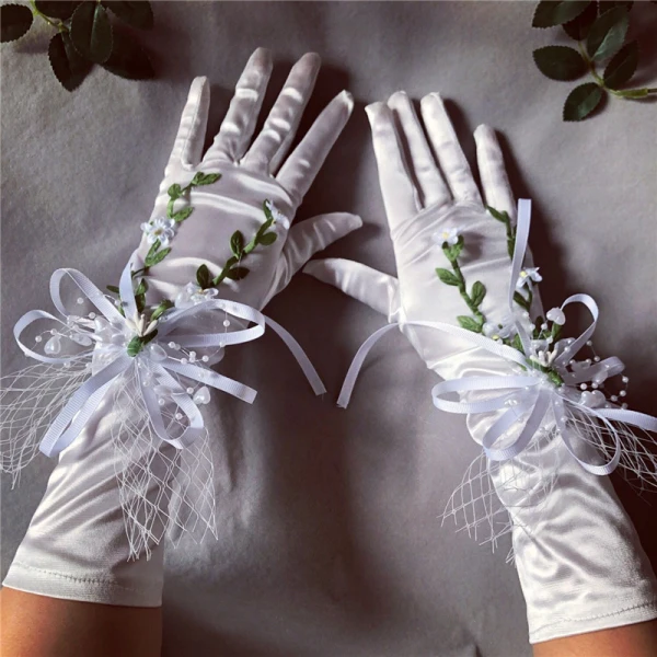 Fée Des Fleurs Blanche Gants Mariage 2020 Feuille Appliques Perle Tulle Promo Mariage Accessorize