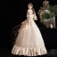 Vintage / Retro Medieval Champagne Prom Dresses 2021 Tulle Satin 3D Lace Beading Sequins Handmade  Cosplay Prom Formal Dresses