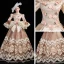 Vintage / Retro Medieval Champagne Ball Gown Prom Dresses 2021 Long Sleeve High Neck Floor-Length / Long 3D Lace Appliques Embroidered Flower Cosplay Prom Formal Dresses