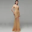 Modern / Fashion Gold Evening Dresses  2020 Trumpet / Mermaid Off-The-Shoulder Floor-Length / Long Embroidered Appliques Backless Beading Sequins Evening Party Formal Dresses