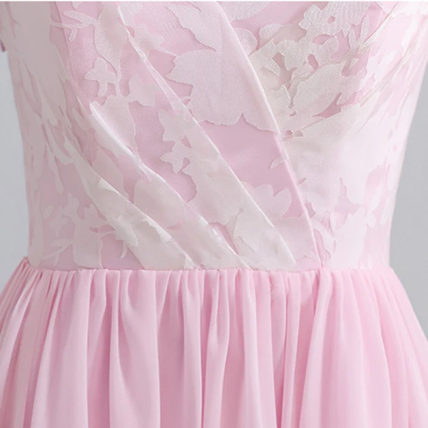 Modest / Simple Candy Pink Floor-Length / Long Evening Dresses  2018 A-Line / Princess Chiffon V-Neck Backless Printing Formal Dresses
