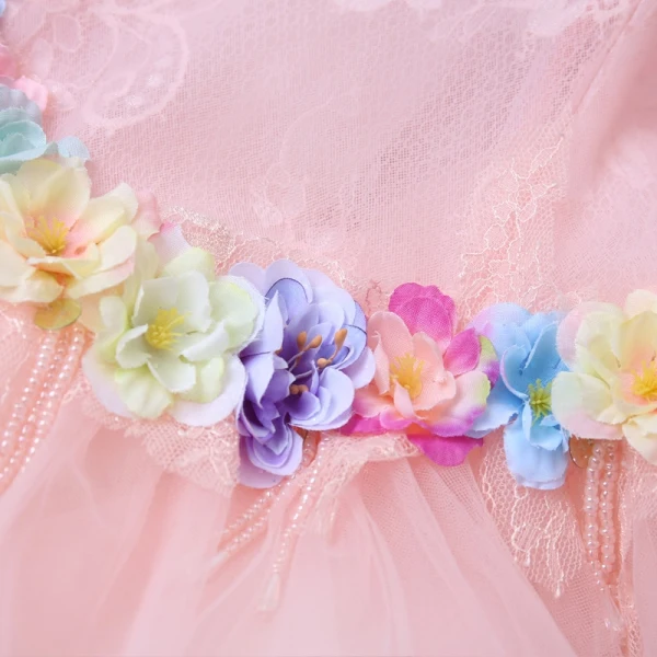 Blumenfee Rosa Lange Ballkleider 2018 Spaghettiträger Tülle Perlenstickerei Applikationen Rückenfreies Ballkleid Ball Festliche Kleider