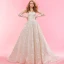Luxe Champagne Chapel Train Huwelijk 2018 Lange Mouwen A lijn Tule U-hals Lace-up Appliques Ruglooze Geborduurde Trouwjurken