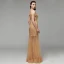Modern / Fashion Gold Evening Dresses  2020 Trumpet / Mermaid Off-The-Shoulder Floor-Length / Long Embroidered Appliques Backless Beading Sequins Evening Party Formal Dresses