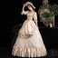 Vintage / Retro Medieval Champagne Prom Dresses 2021 Tulle Satin 3D Lace Beading Sequins Handmade  Cosplay Prom Formal Dresses