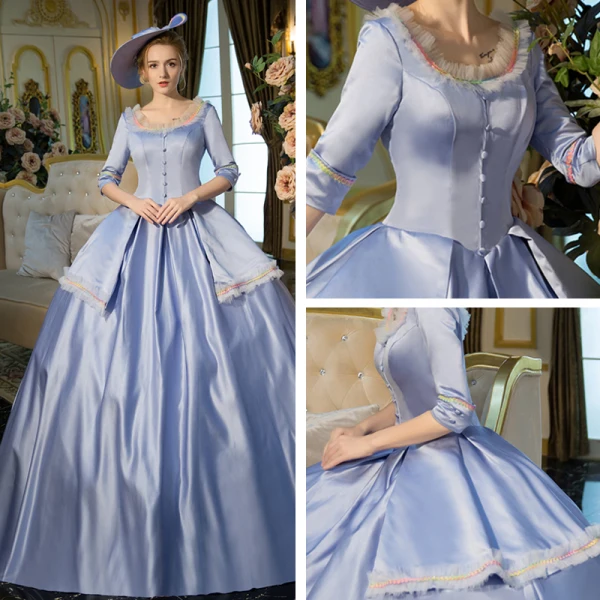Vintage Traditioneel Oceaan Blauw Lange Baljurk Galajurken 2018 U-hals Charmeuse Lace-up Ruglooze Gala Gelegenheid Jurken