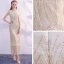 Sparkly Bling Bling Gold Tea-length Evening Dresses  2018 Trumpet / Mermaid U-Neck Tulle Beading Sequins Formal Dresses