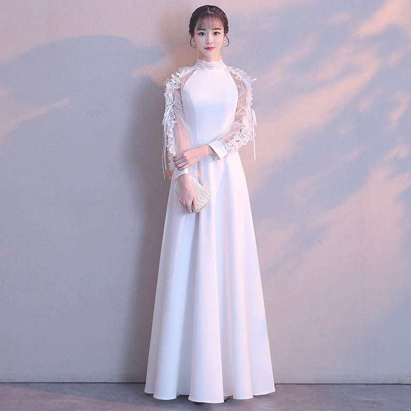 fitted lace wedding dress Elegant Modern Long Sleeve Wedding Gown with Lace Details and Beaded C –  WonderlandByLilian main image 0