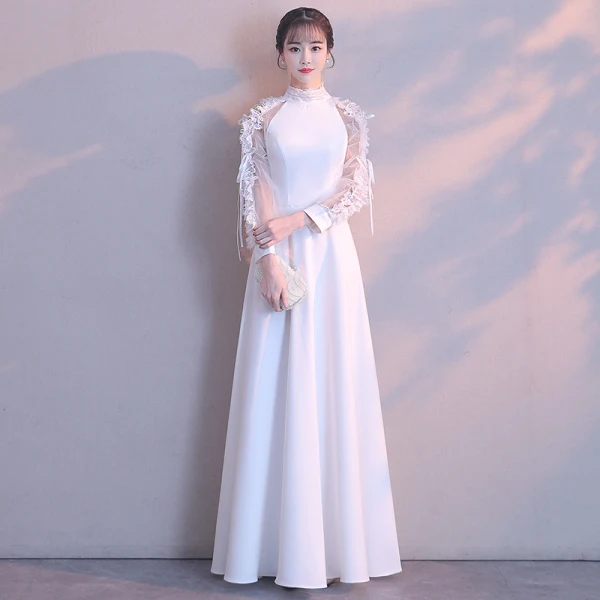 Modern / Fashion Black Floor-Length / Long Evening Dresses 2018 A-Line / Princess High Neck Lace-up Long Sleeve Strappy Charmeuse Formal Dresses