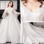 Unique Weiß Übergröße Ballkleid Brautkleider / Hochzeitskleider 2019 V-Ausschnitt Spitze Tülle Applikationen Rückenfreies Perlenstickerei Stickerei Kapelle-Schleppe Hochzeit