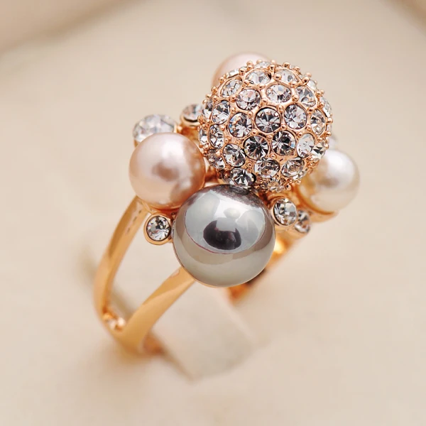 Snygga / Fina Guld Pärla Rhinestone Lucky Tro Ringa Legering Röda mattan Ringar 2019 Tillbehör