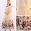 Lovely Champagne Tea-length Graduation Dresses 2018 A-Line / Princess U-Neck Tulle With Shawl Butterfly Beading Appliques Formal Dresses