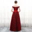 Chic / Beautiful Burgundy Evening Dresses  2017 A-Line / Princess Striped Backless Beading Evening Party Formal Dresses