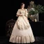Vintage / Retro Medieval Champagne Prom Dresses 2021 Tulle Satin 3D Lace Beading Sequins Handmade  Cosplay Prom Formal Dresses