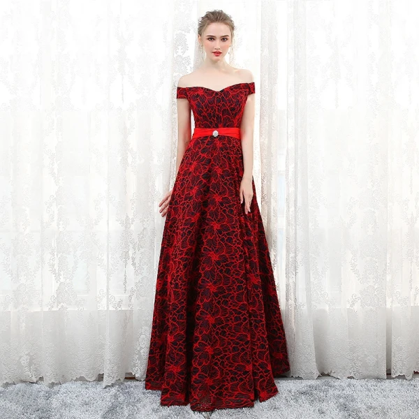 Chic / Beautiful Burgundy Evening Dresses  2017 A-Line / Princess Striped Backless Beading Evening Party Formal Dresses