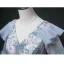 Chic / Beautiful Pool Blue Beading Pearl Sequins Prom Dresses 2022 Ball Gown V-Neck Bell sleeves Backless Floor-Length / Long Formal Dresses
