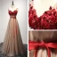 Chic / Beautiful Formal Dresses 2017 Evening Dresses  Brown A-Line / Princess Floor-Length / Long V-Neck Sleeveless Backless Sash Lace Appliques Beading