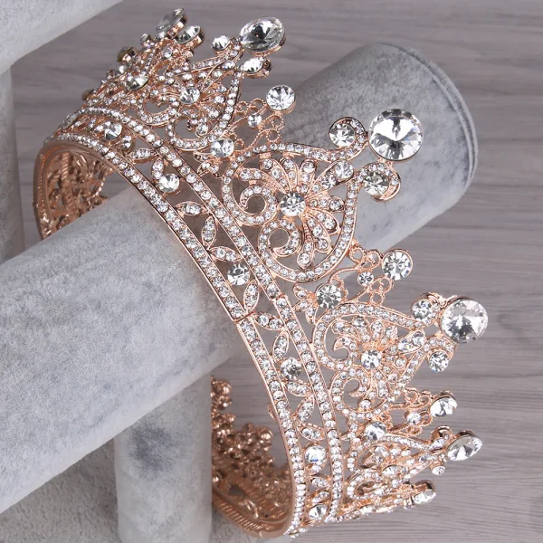 Baroque Charming White Rhinestone Alloy Wedding Tiara Bridal Hair Accessories 2022