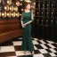 Charmant Noire Paillettes Robe De Soirée 2022 Trompette / Sirène Encolure Dégagée Perlage Gland Manches Courtes Dos Nu Longue Soirée Robe De Ceremonie