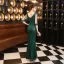 Charmant Noire Paillettes Robe De Soirée 2022 Trompette / Sirène Encolure Dégagée Perlage Gland Manches Courtes Dos Nu Longue Soirée Robe De Ceremonie