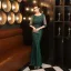 Charmant Noire Paillettes Robe De Soirée 2022 Trompette / Sirène Encolure Dégagée Perlage Gland Manches Courtes Dos Nu Longue Soirée Robe De Ceremonie