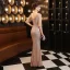 Charmant Noire Paillettes Robe De Soirée 2022 Trompette / Sirène Encolure Dégagée Perlage Gland Manches Courtes Dos Nu Longue Soirée Robe De Ceremonie