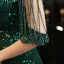 Charmant Noire Paillettes Robe De Soirée 2022 Trompette / Sirène Encolure Dégagée Perlage Gland Manches Courtes Dos Nu Longue Soirée Robe De Ceremonie
